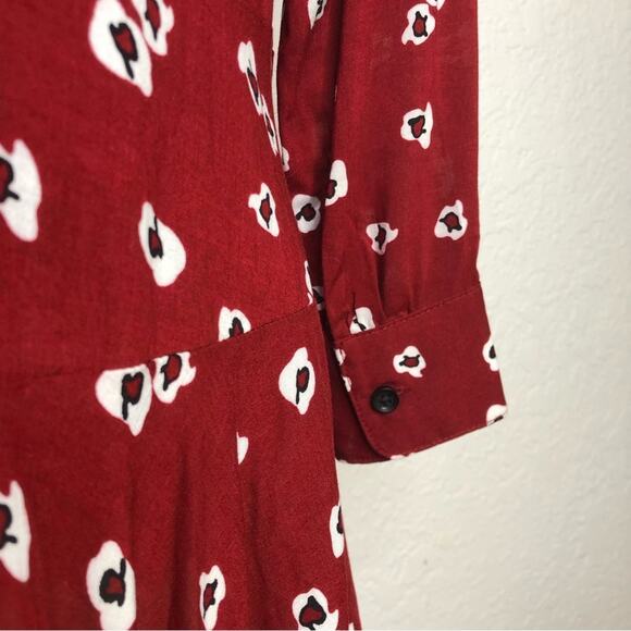 Anthropologie 11 1 Tylho red white floral button down tunic top Extra Small XS - Picture 13 of 16